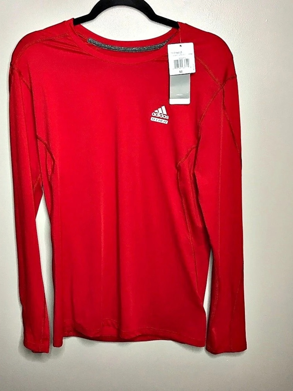 adidas ClimaLite Long Sleeve Athletic Shirt Red Medium NWT